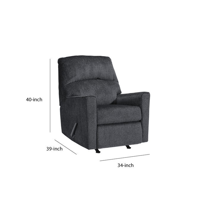 Fabric Upholstered Rocker Recliner with Tufted Back, Charcoal Gray