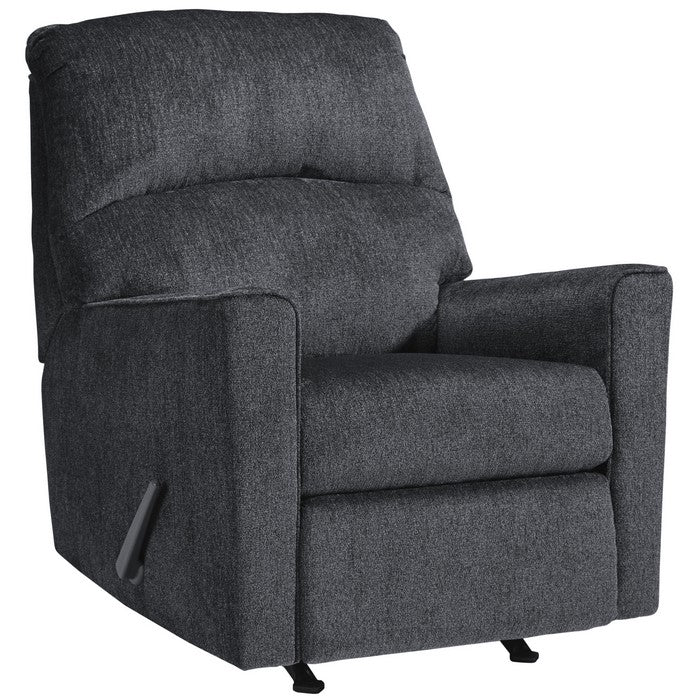 Fabric Upholstered Rocker Recliner with Tufted Back, Charcoal Gray