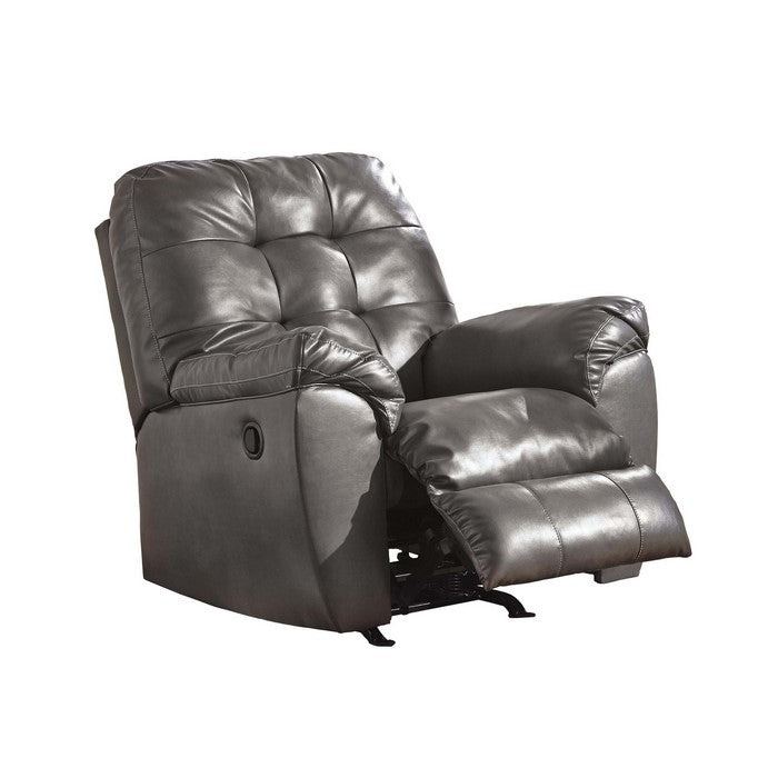 Fabric Upholstered Rocker Recliner with Tufted Backrest, Gray