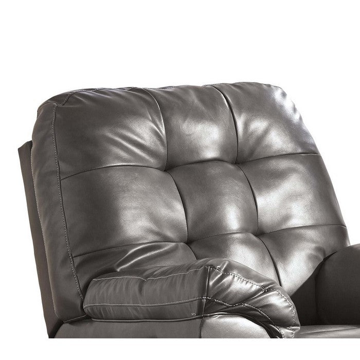 Fabric Upholstered Rocker Recliner with Tufted Backrest, Gray