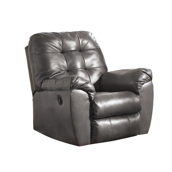 Fabric Upholstered Rocker Recliner with Tufted Backrest, Gray