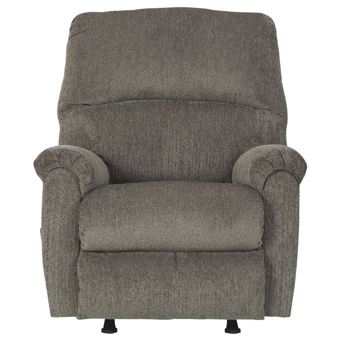 Fabric Upholstered Rocker Recliner with Tufted Backrest, Taupe Gray