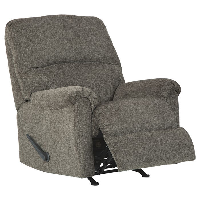 Fabric Upholstered Rocker Recliner with Tufted Backrest, Taupe Gray