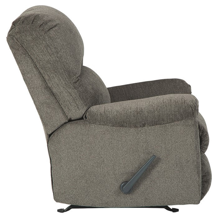 Fabric Upholstered Rocker Recliner with Tufted Backrest, Taupe Gray