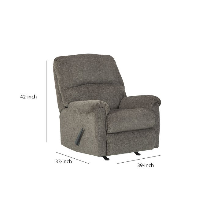 Fabric Upholstered Rocker Recliner with Tufted Backrest, Taupe Gray