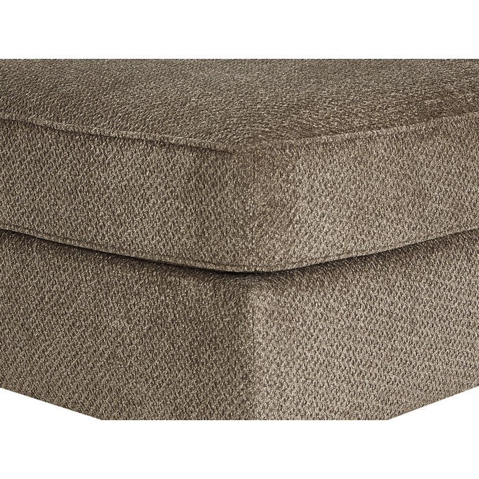 Fabric Upholstered Square Oversized Ottoman with Tapered Block Legs, Brown