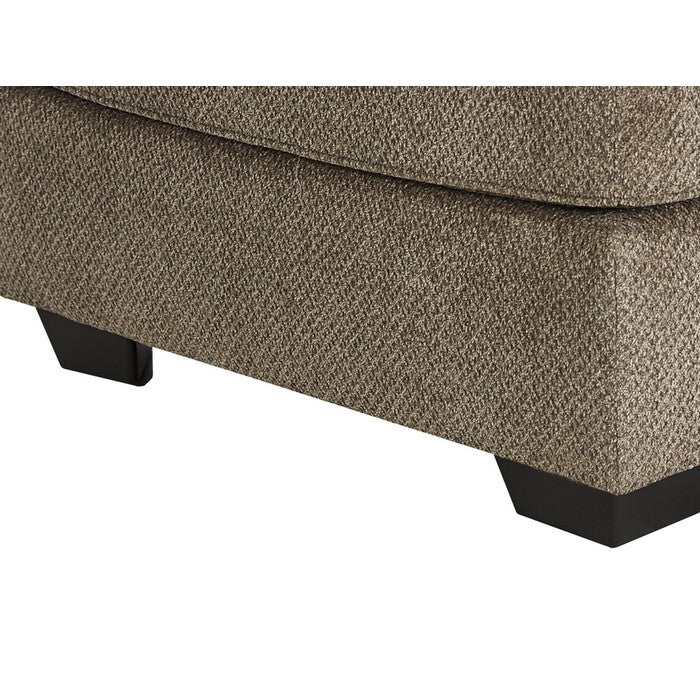 Fabric Upholstered Square Oversized Ottoman with Tapered Block Legs, Brown
