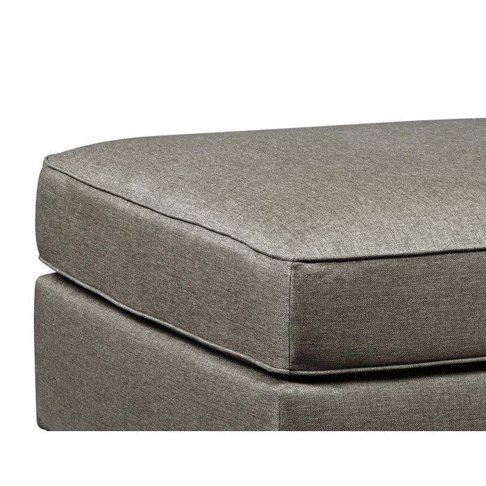 Fabric Upholstered Square Oversized Ottoman with Tapered Block Legs, Gray