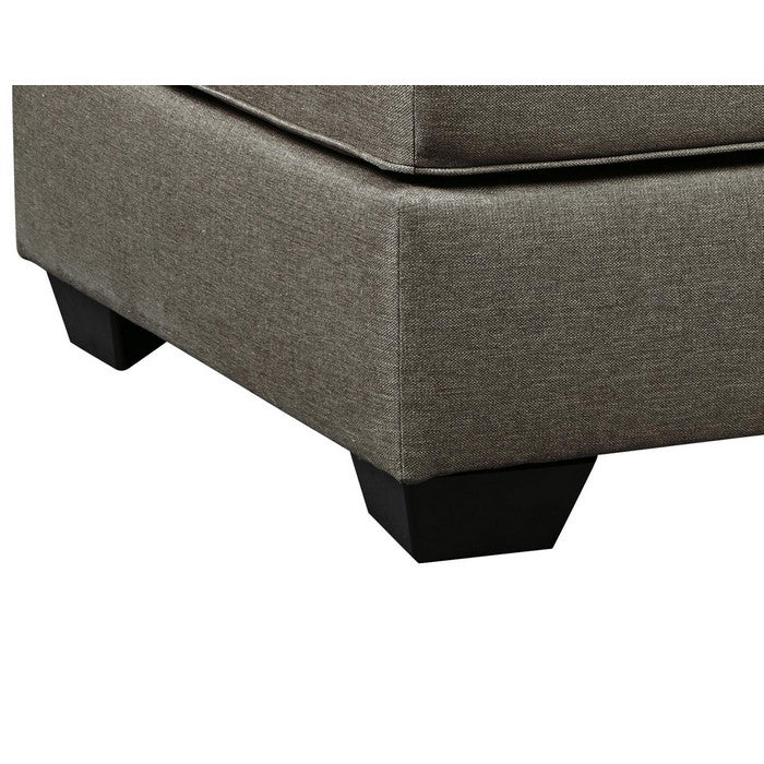 Fabric Upholstered Square Oversized Ottoman with Tapered Block Legs, Gray