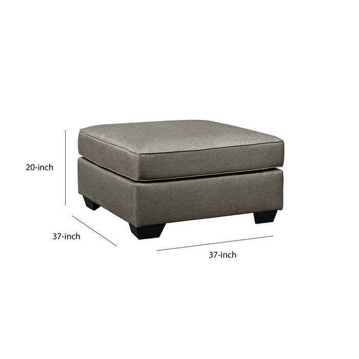 Fabric Upholstered Square Oversized Ottoman with Tapered Block Legs, Gray