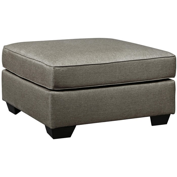 Fabric Upholstered Square Oversized Ottoman with Tapered Block Legs, Gray
