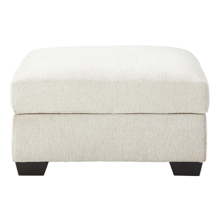 Fabric Upholstered Storage Ottoman with Inbuilt Cup Holders, White