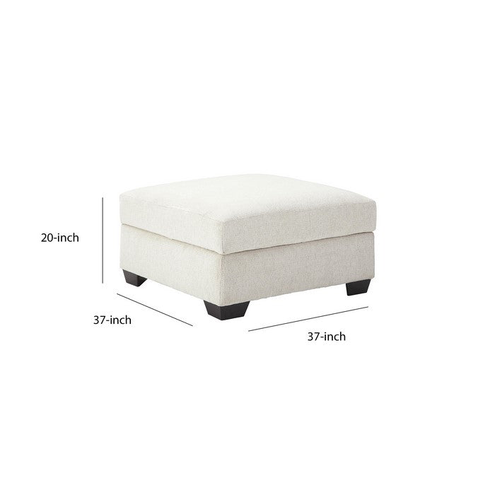 Fabric Upholstered Storage Ottoman with Inbuilt Cup Holders, White
