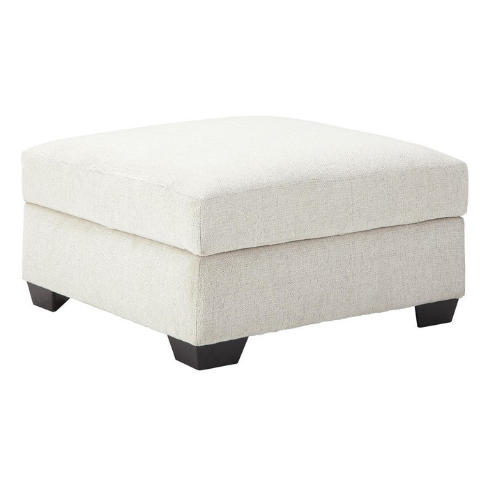 Fabric Upholstered Storage Ottoman with Inbuilt Cup Holders, White