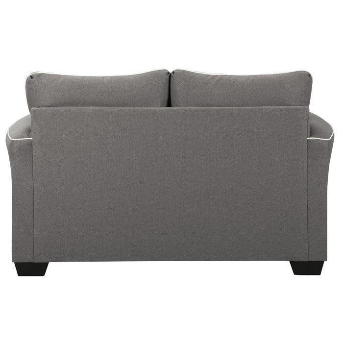 Fabric Upholstered Wooden Frame Loveseat with Flared Arms, Gray