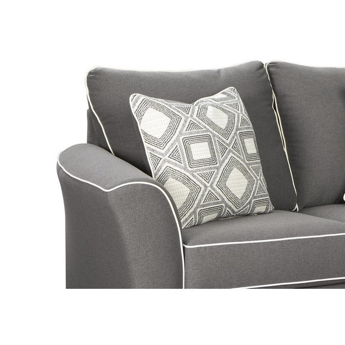 Fabric Upholstered Wooden Frame Loveseat with Flared Arms, Gray