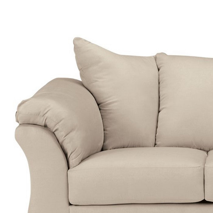 Fabric Upholstered Wooden Frame Loveseat with Pillow Armrest, Beige