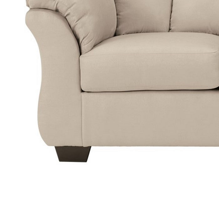 Fabric Upholstered Wooden Frame Loveseat with Pillow Armrest, Beige