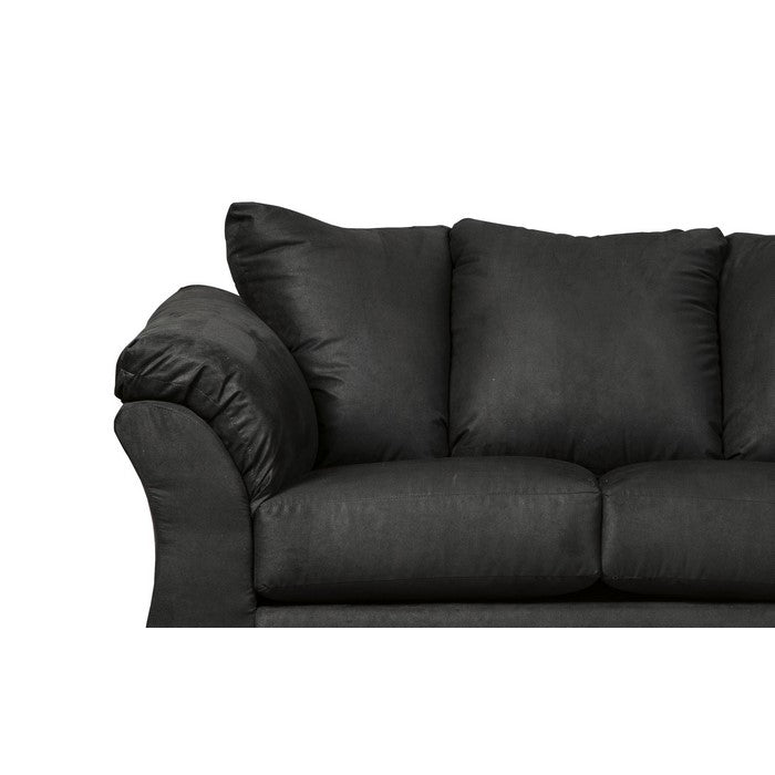 Fabric Upholstered Wooden Frame Loveseat with Pillow Armrest, Black
