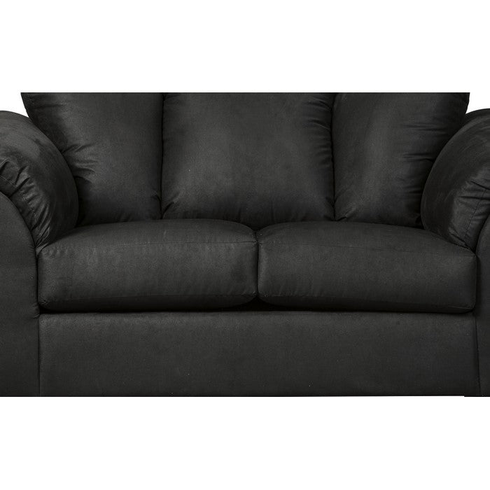 Fabric Upholstered Wooden Frame Loveseat with Pillow Armrest, Black