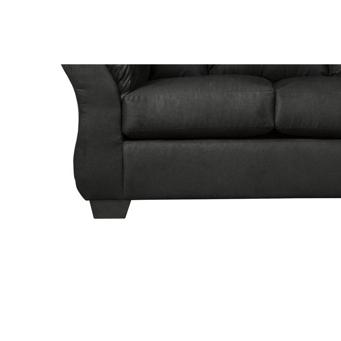 Fabric Upholstered Wooden Frame Loveseat with Pillow Armrest, Black