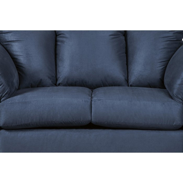 Fabric Upholstered Wooden Frame Loveseat with Pillow Armrest, Blue