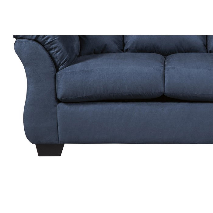 Fabric Upholstered Wooden Frame Loveseat with Pillow Armrest, Blue