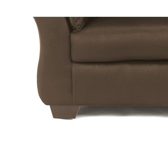 Fabric Upholstered Wooden Frame Loveseat with Pillow Armrest, Dark Brown