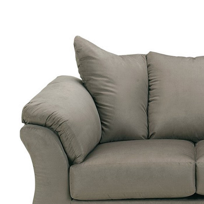 Fabric Upholstered Wooden Frame Loveseat with Pillow Armrest, Earth Brown