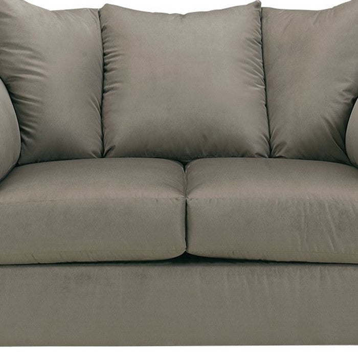 Fabric Upholstered Wooden Frame Loveseat with Pillow Armrest, Earth Brown