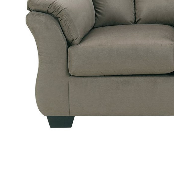 Fabric Upholstered Wooden Frame Loveseat with Pillow Armrest, Earth Brown