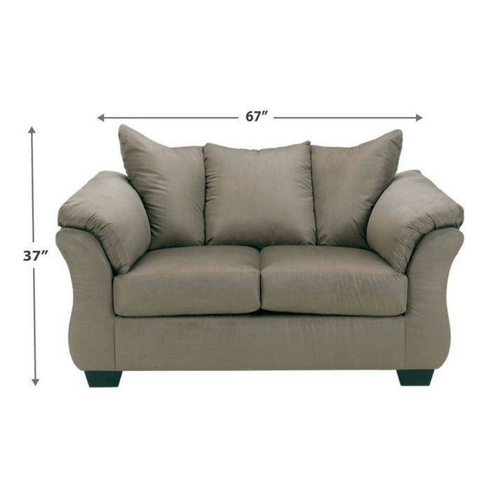 Fabric Upholstered Wooden Frame Loveseat with Pillow Armrest, Earth Brown