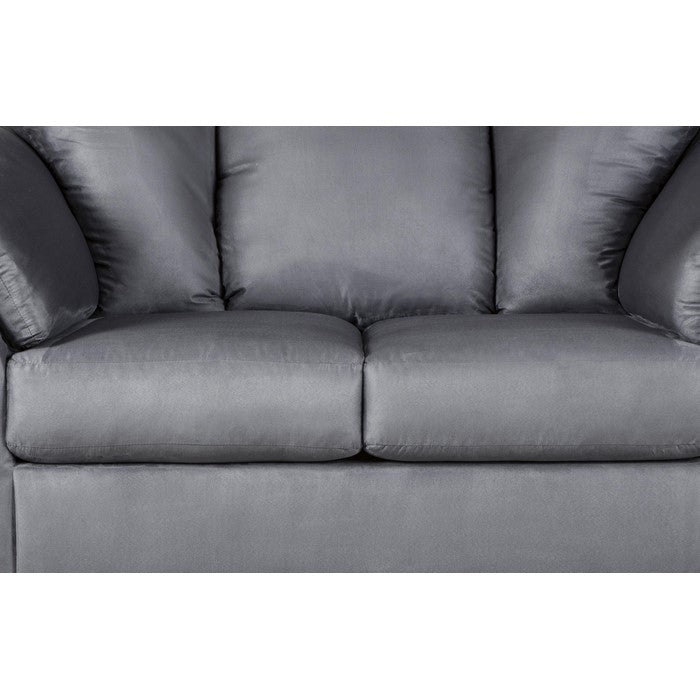Fabric Upholstered Wooden Frame Loveseat with Pillow Armrest, Gray