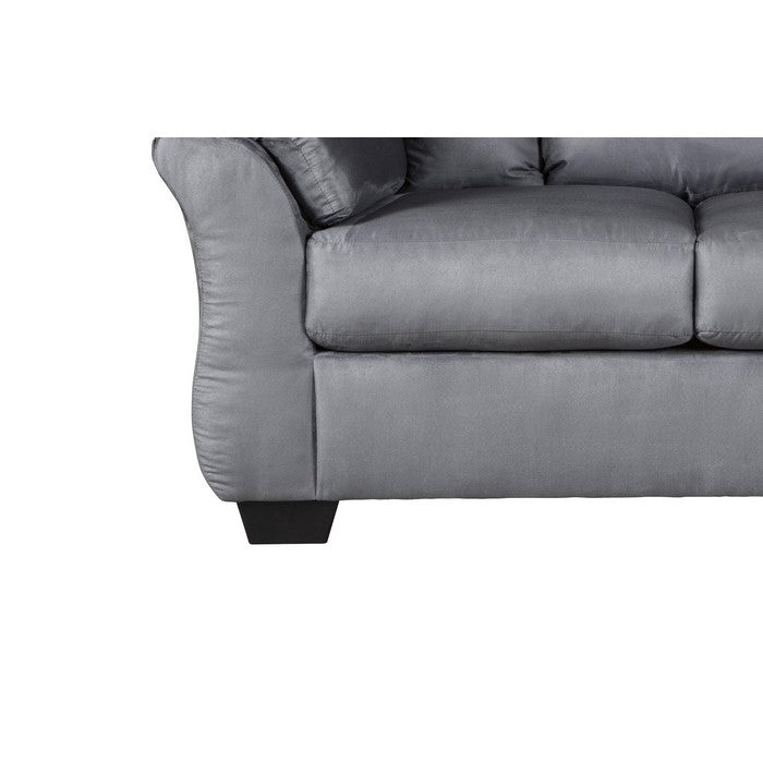 Fabric Upholstered Wooden Frame Loveseat with Pillow Armrest, Gray