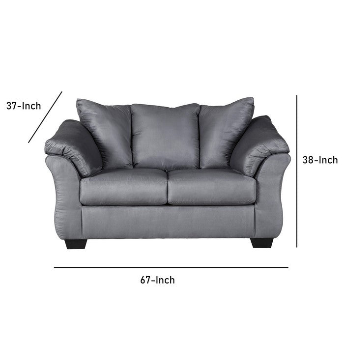 Fabric Upholstered Wooden Frame Loveseat with Pillow Armrest, Gray