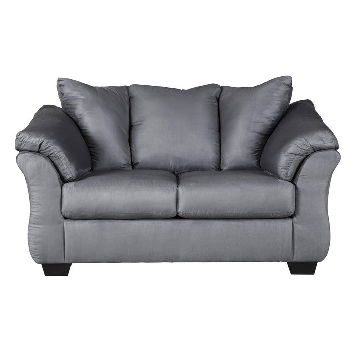 Fabric Upholstered Wooden Frame Loveseat with Pillow Armrest, Gray