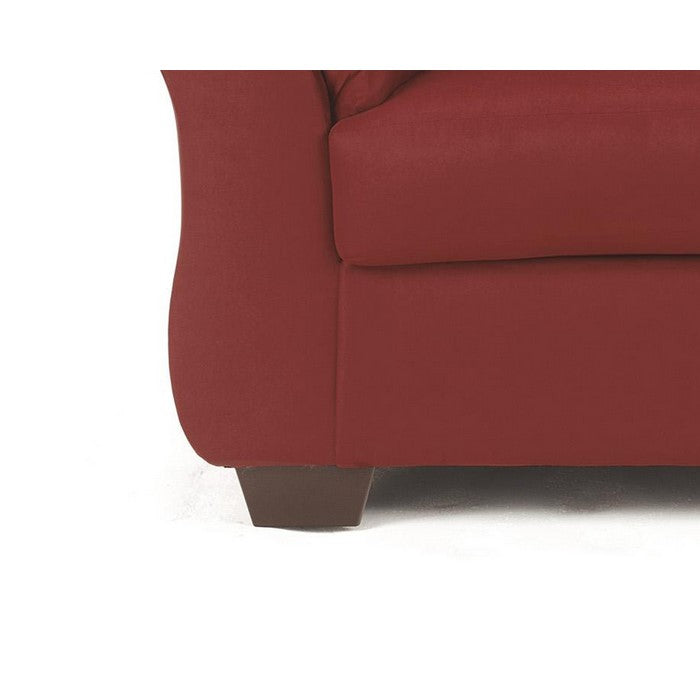 Fabric Upholstered Wooden Frame Loveseat with Pillow Armrest, Red