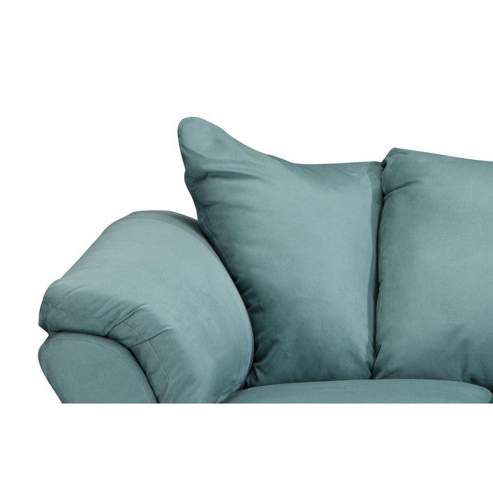 Fabric Upholstered Wooden Frame Loveseat with Pillow Armrest, Sky Blue