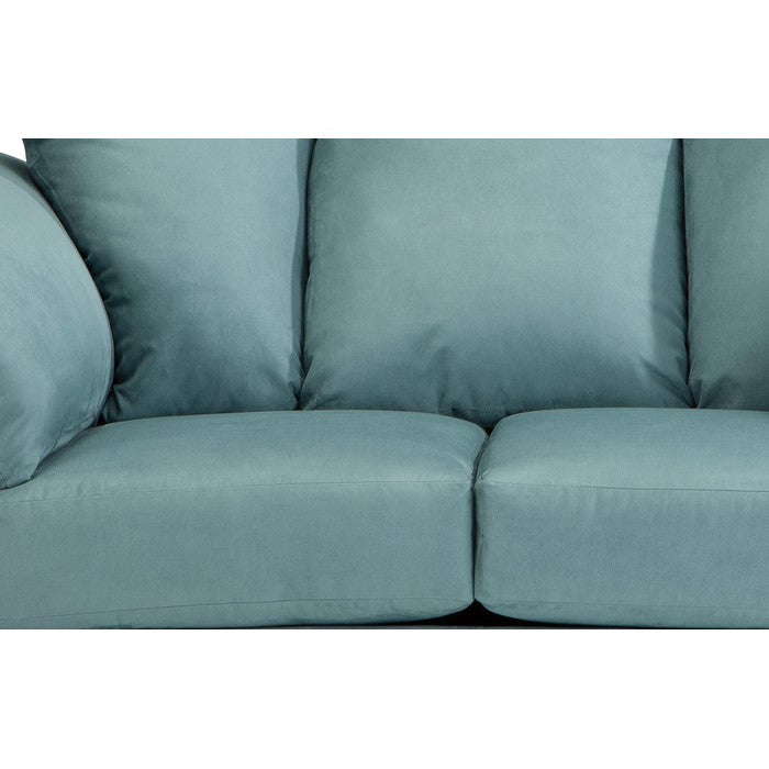 Fabric Upholstered Wooden Frame Loveseat with Pillow Armrest, Sky Blue