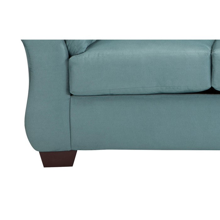Fabric Upholstered Wooden Frame Loveseat with Pillow Armrest, Sky Blue