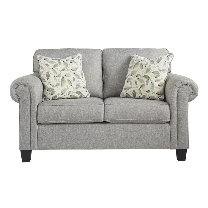 Fabric Upholstered Wooden Frame Loveseat with Rolled Arms, Gray
