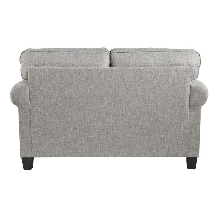 Fabric Upholstered Wooden Frame Loveseat with Rolled Arms, Gray