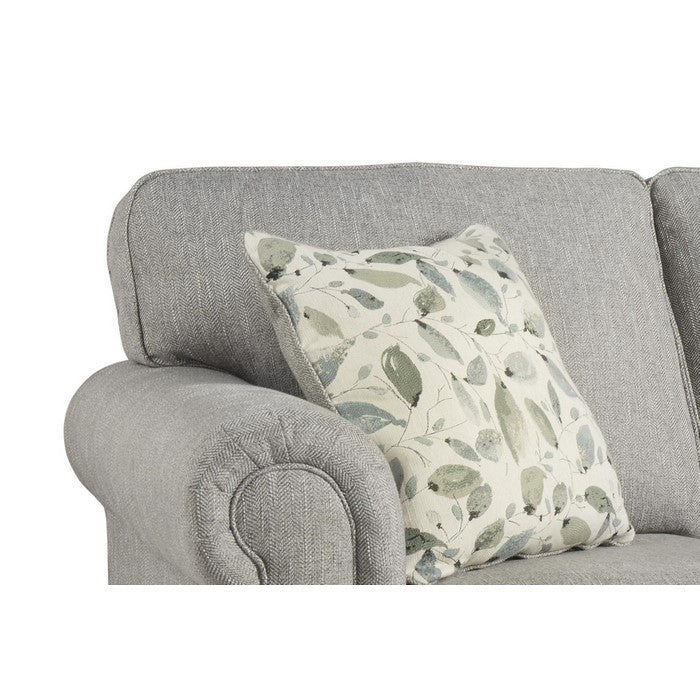 Fabric Upholstered Wooden Frame Loveseat with Rolled Arms, Gray