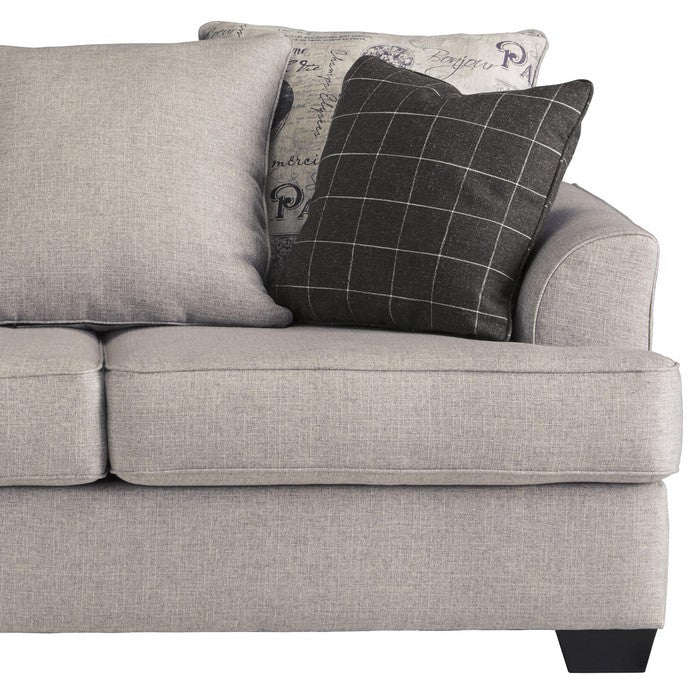Fabric Upholstered Wooden Loveseat with Piped Stitching, Gray
