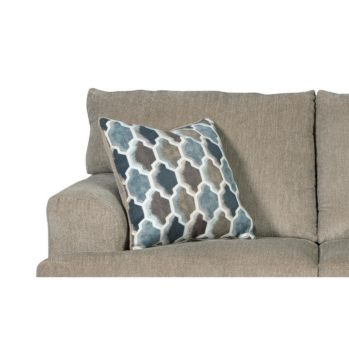 Fabric Upholstered Wooden Loveseat with T Cushioned Seat and Back, Beige