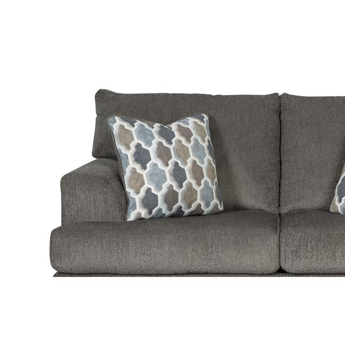 Fabric Upholstered Wooden Loveseat with T Cushioned Seat and Back, Gray