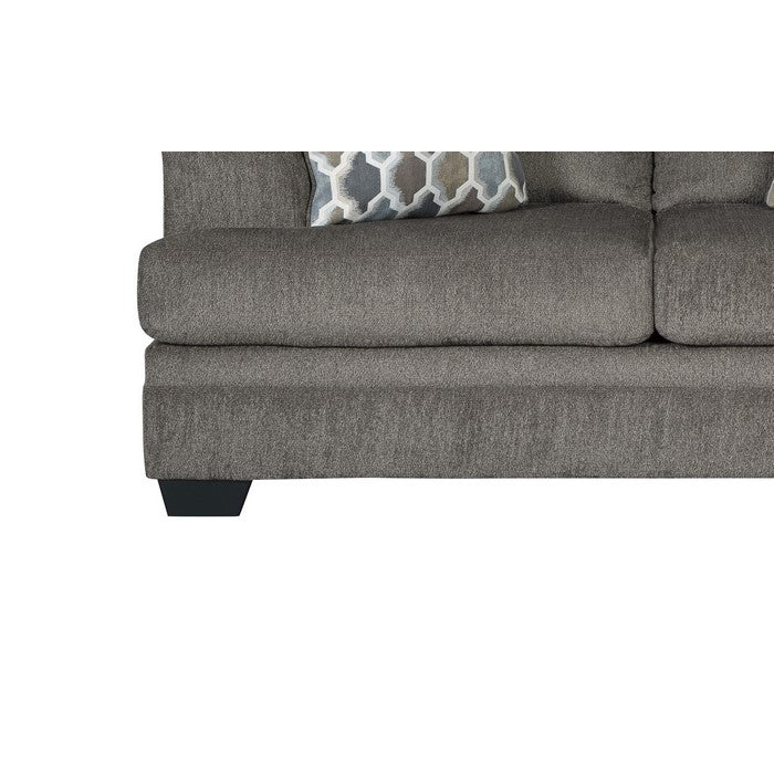 Fabric Upholstered Wooden Loveseat with T Cushioned Seat and Back, Gray