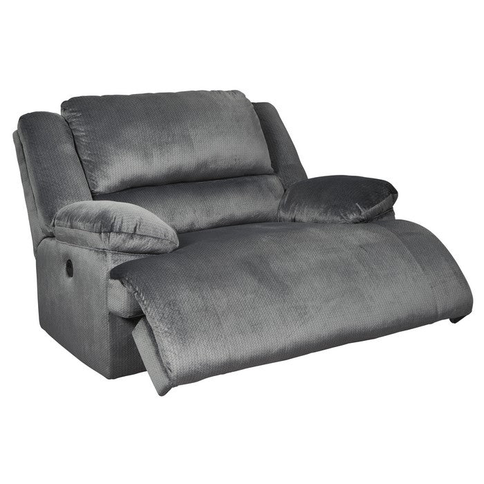 Fabric Upholstered Zero Wall Power Wide Recliner with Gliders, Silver