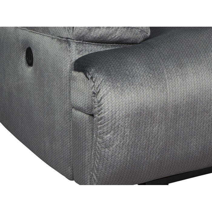 Fabric Upholstered Zero Wall Power Wide Recliner with Gliders, Silver