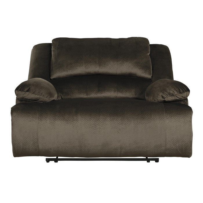 Fabric Upholstered Zero Wall Power Wide Recliner with Pull Tab, Brown